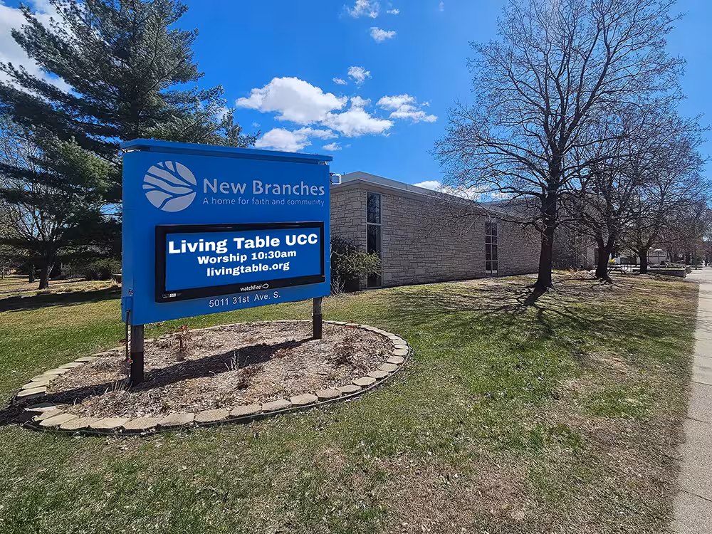The New Branches building and signage for a home for faith and community