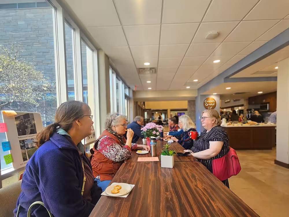 Living Table UCC members sharing fellowship after Sunday worship