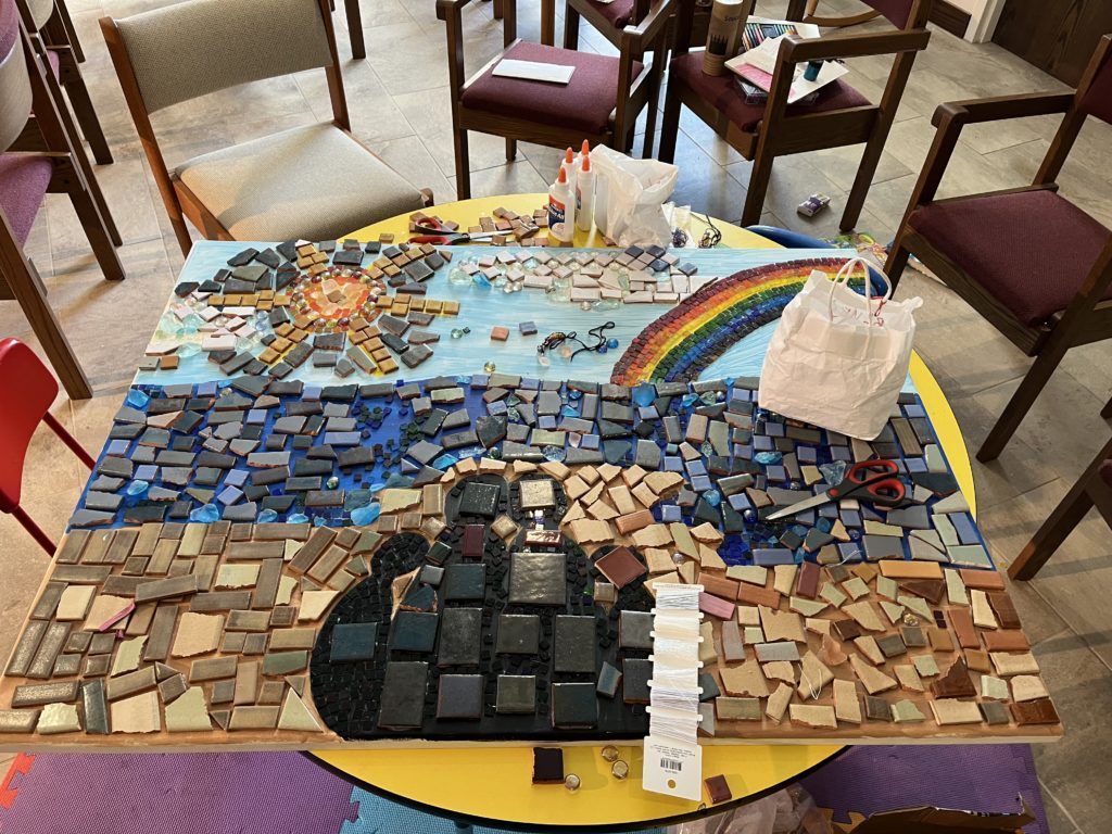 making the mosaic during Lent
